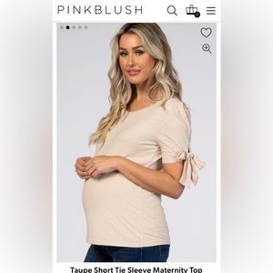 Pinkblush Taupe Short Tie Sleeve Maternity Top, size s
